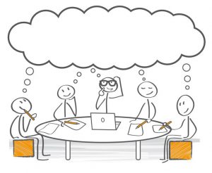 Straegieworkshop-Illustration runder Tisch Illustration runder Tisch - Strategieworkshop